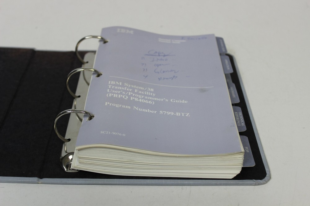 IBM SYSTEM / 38 TRANSFER FACILITY USER'S/PROGRAMMER'S GUIDE SC21-9080-0