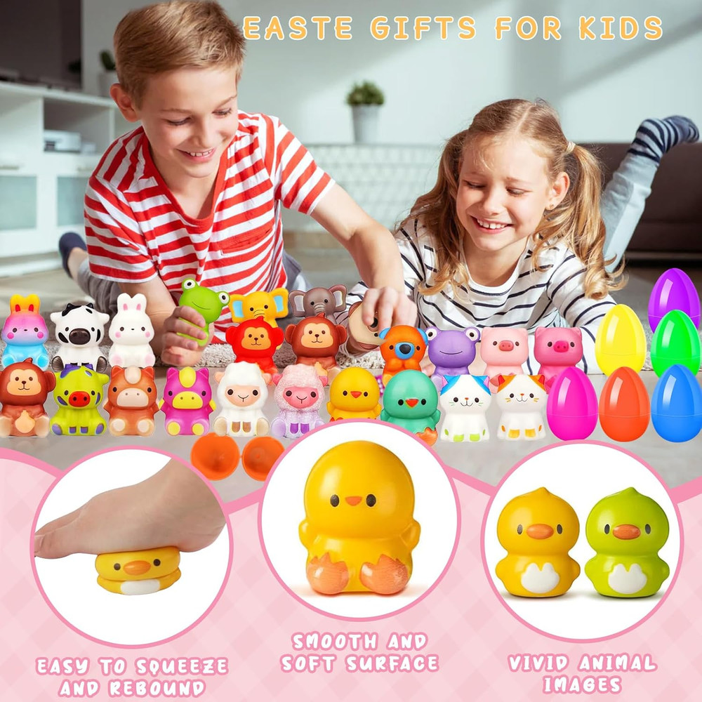 24 Pack Filled Easter Eggs for Kids Prefilled Egg Fillers Squishy Toys Stuffed E