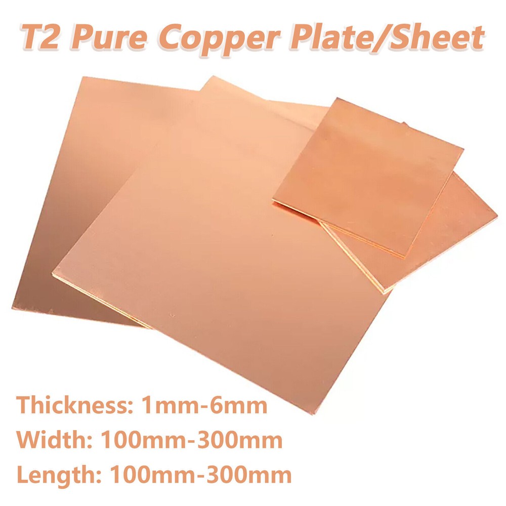Thickness 1mm-6mm 99.9% T2 Pure Copper Plate/Sheet Copper Solid Metal Foil Panel