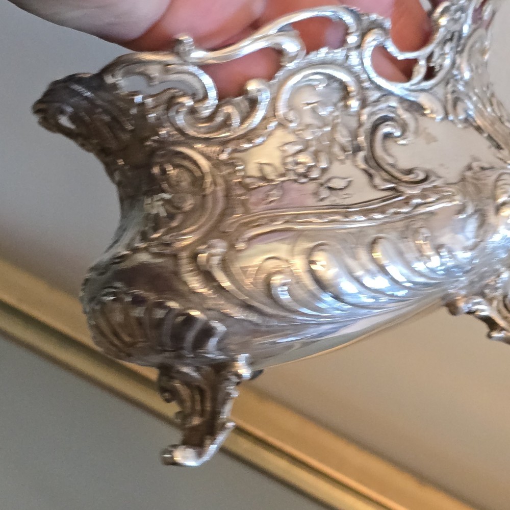 Victorian Figural German 800 Silver Crescent Moon Crown 300 G Repousse Serving