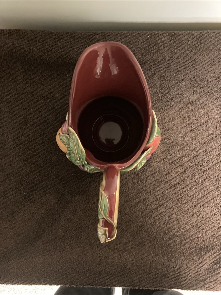 Fitz And Floyd Classics Renaissance Maroon Ceramic Pitcher - 10” H