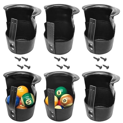 Pool Table Pockets Replacement Leather Pockets for Billiard Table Set of 6