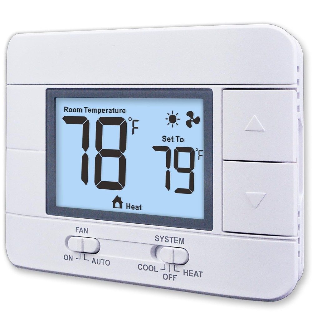 Aowel Non Programmable Thermostat for Home 1 Heat/ 1 Cool White Backlight