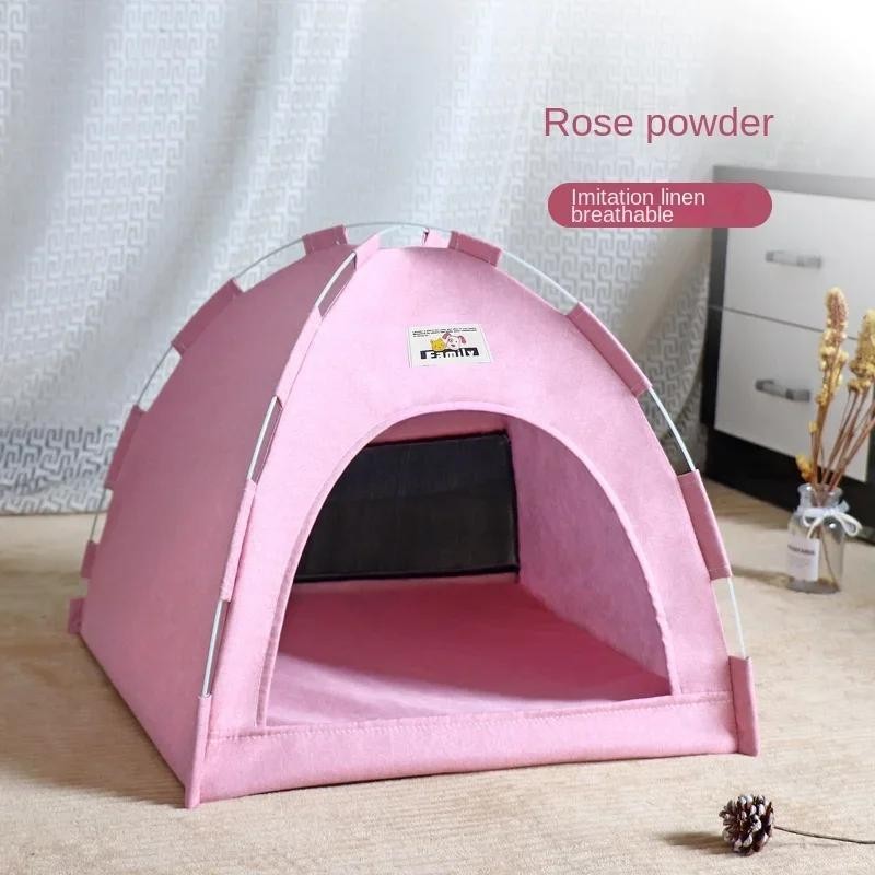 RemovableCanvasPetTentBedSemiEnclosedCatSofaBasketHouseDogCaveHutSleepingBedDeco