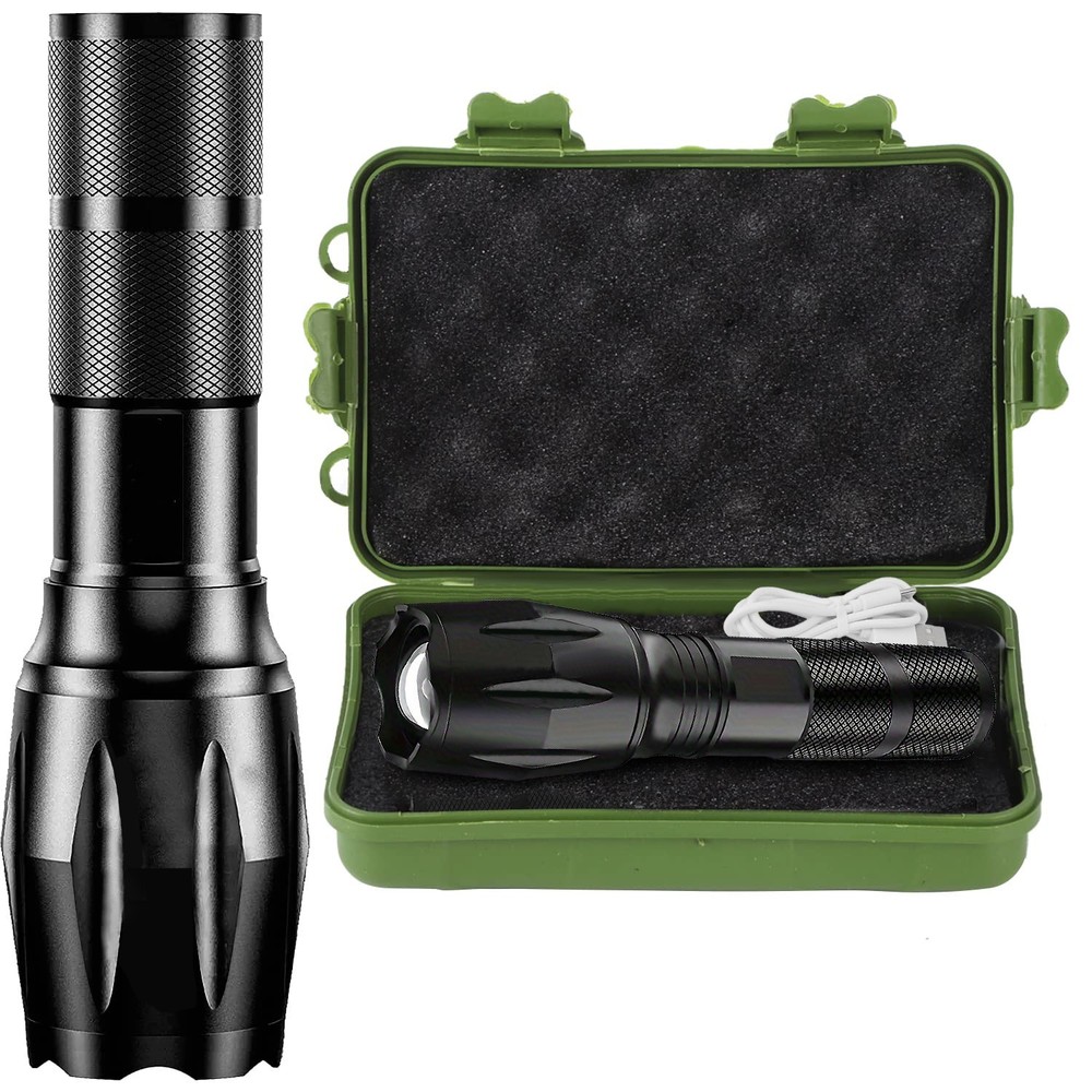 2 Pack 990000 Lm Tactical 18650 Flashlight High Powered 5Modes Zoomable Aluminum