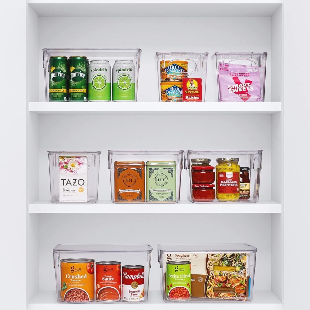 Clear Plastic Storage Bins - Versatile Kitchen & Pantry Organizers - 8 Pack
