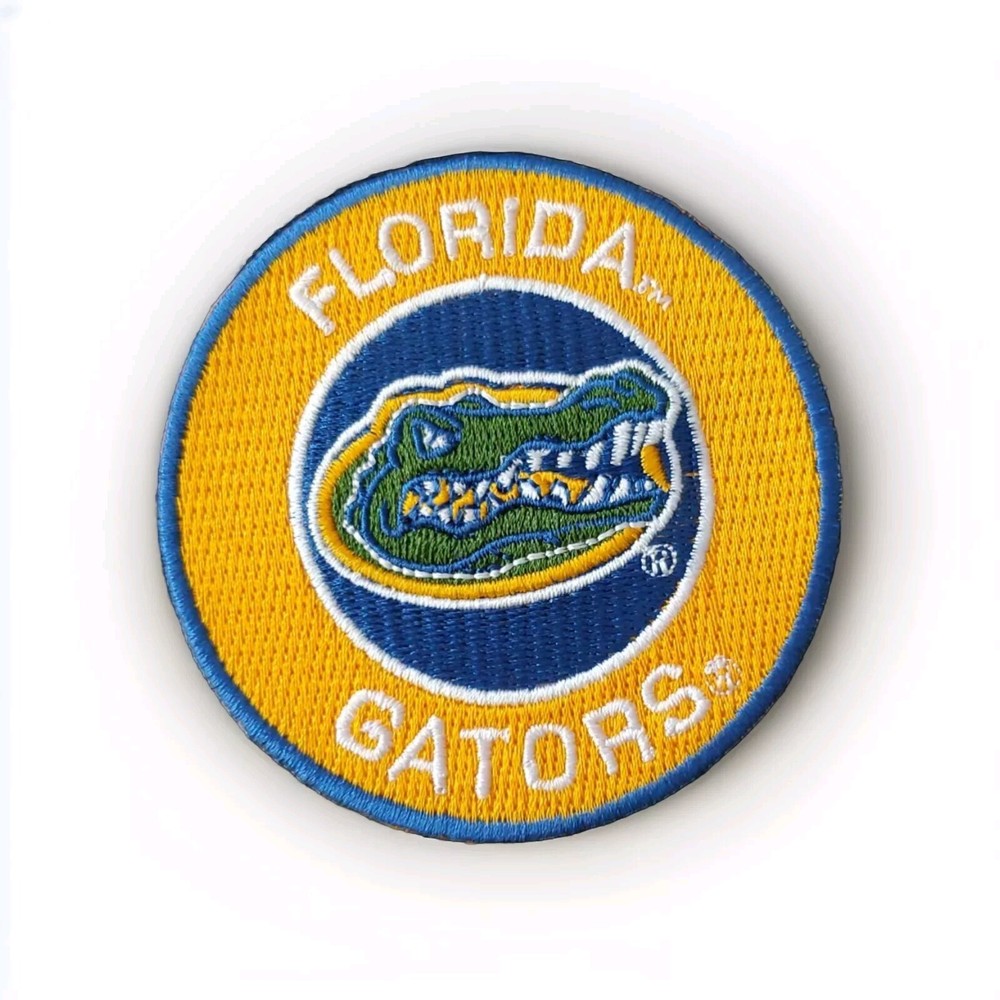 Florida Gators Round Style Patch. Embroidered. Iron On Backing. 3"x3"