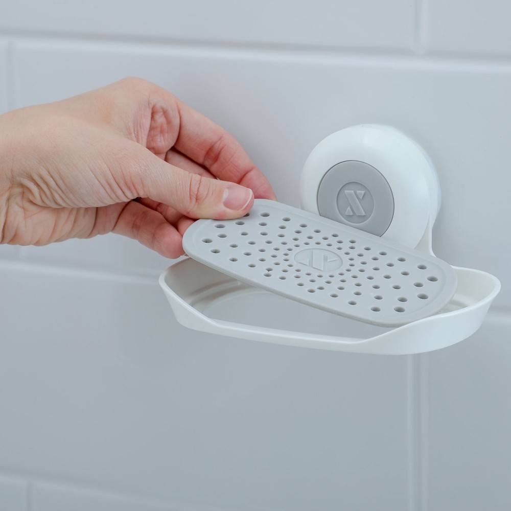 SlipX Solutions Patented Strong Hold Suction Soap Saver in White, 2-pack