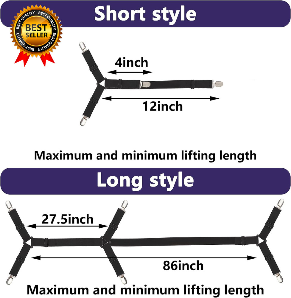 Bed Sheet Straps 6 PCS Secure and Fitted Sheet Straps for Full Size Bed