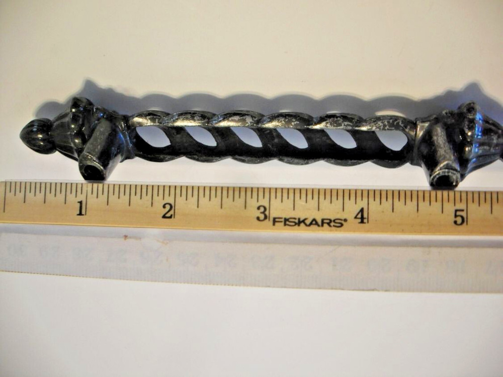 Vintage Nos Drawer Pull Silver/Pewter & Black Barber Pole Shape Cabinet Handle