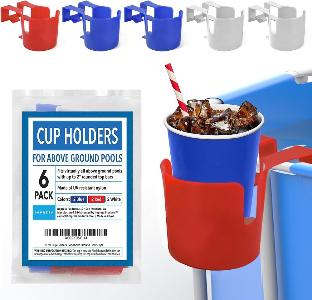 Impresa 6Pack Pool Drink Holders Above Ground Pool Cup Holder for Drinks