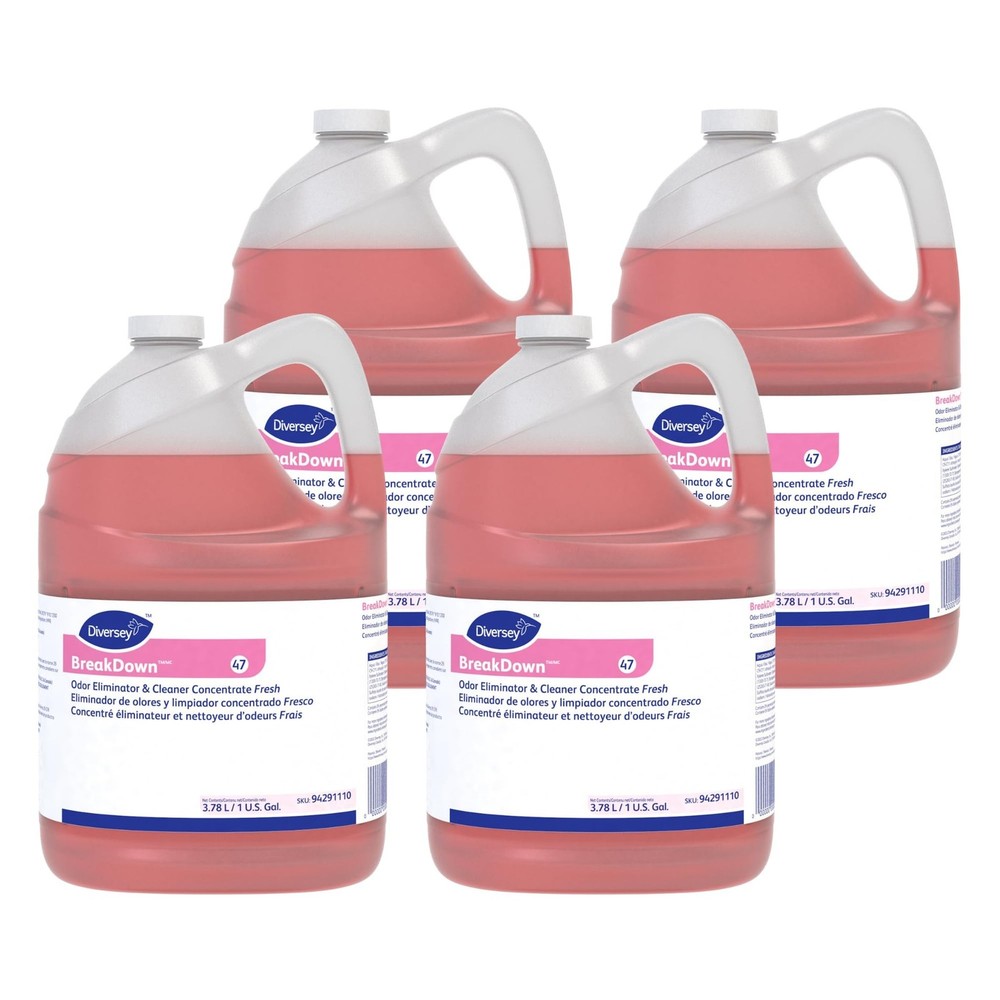 Diversey Breakdown Odor Eliminator - Fresh Scent - 1 Gallon Concentrate, 4 Pa...