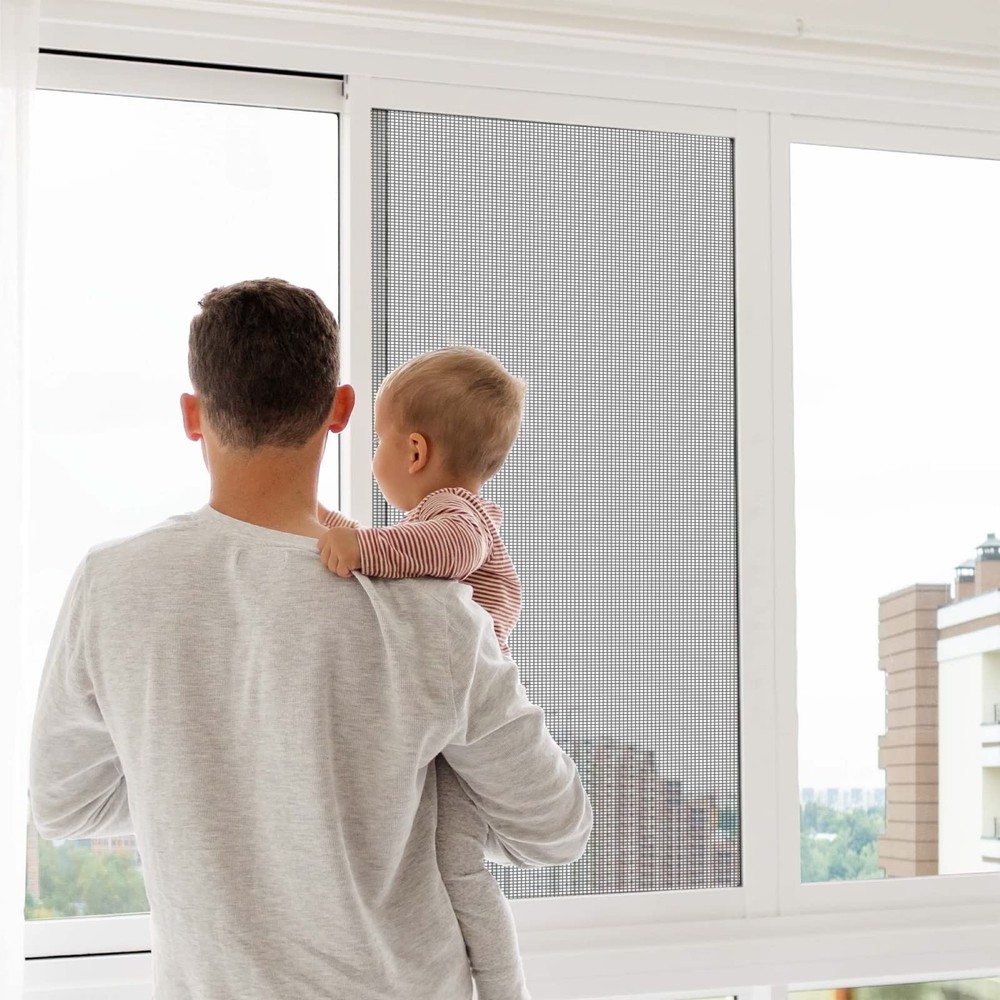 Window Screen Replacement Kit, 36"W × 90"L Durable Polyester Adjustable Screen