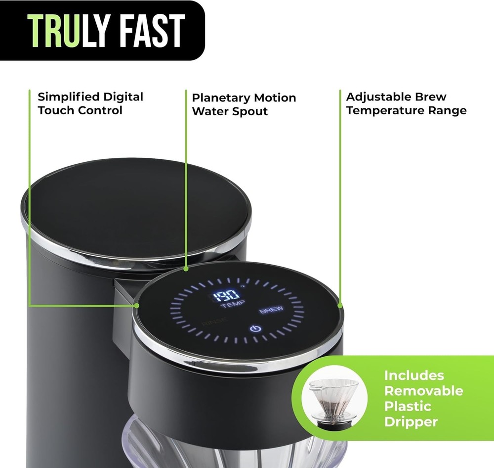 TRU Automatic Pour Over Coffee Maker with Digital Controls