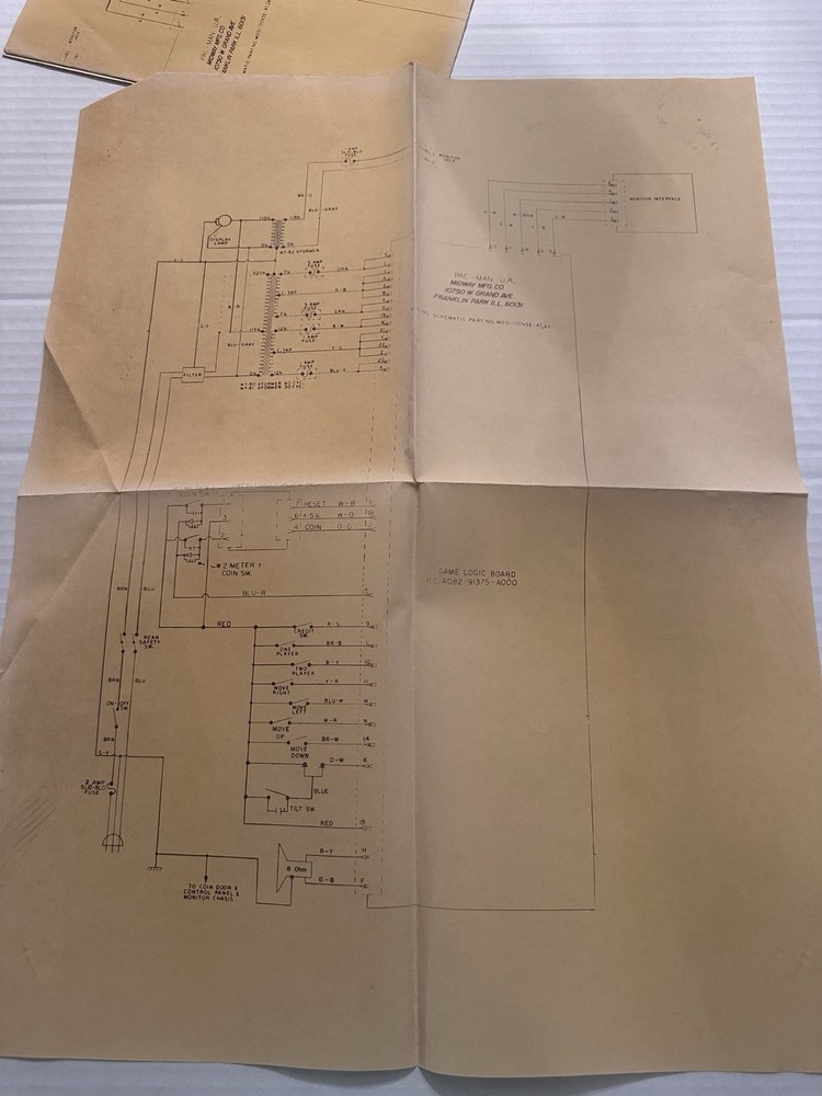 Ms Pac Man Pac-man Arcade Machine Manual Schematics Paperwork Electronics