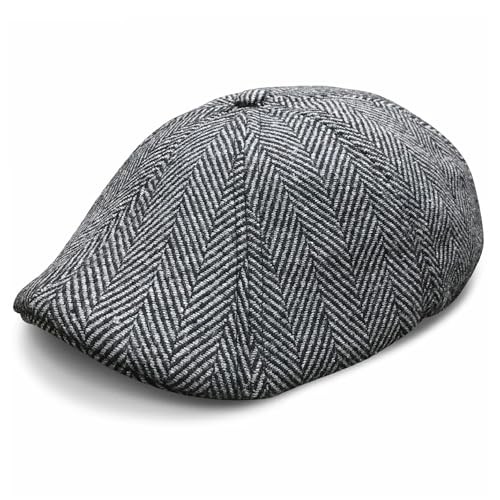 The Original Boston Scally Cap - The Peaky Medium-Large Grey Herringbone