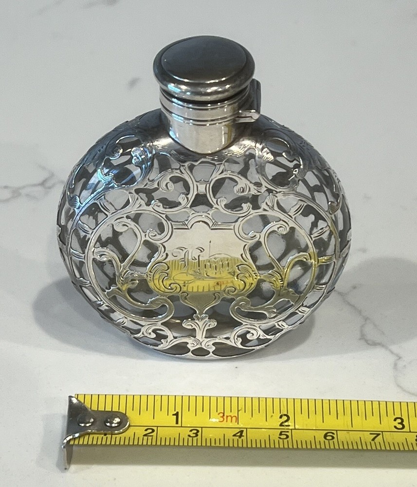 Gorham Sterling SILVER OVERLAY PERFUME FLASK