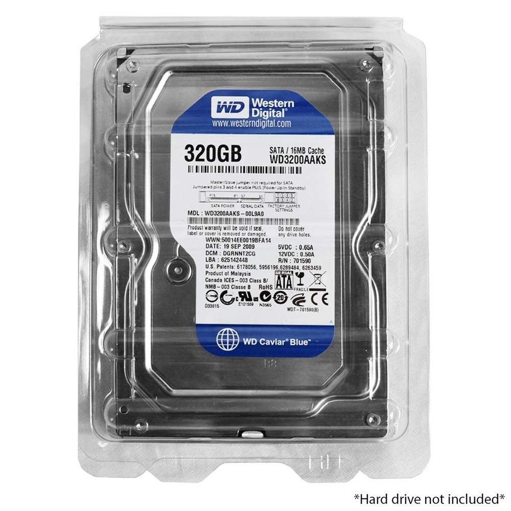 Plastic ESD Clamshell Case for 3.5" Internal Hard Drives (3.5" 10 Pack)