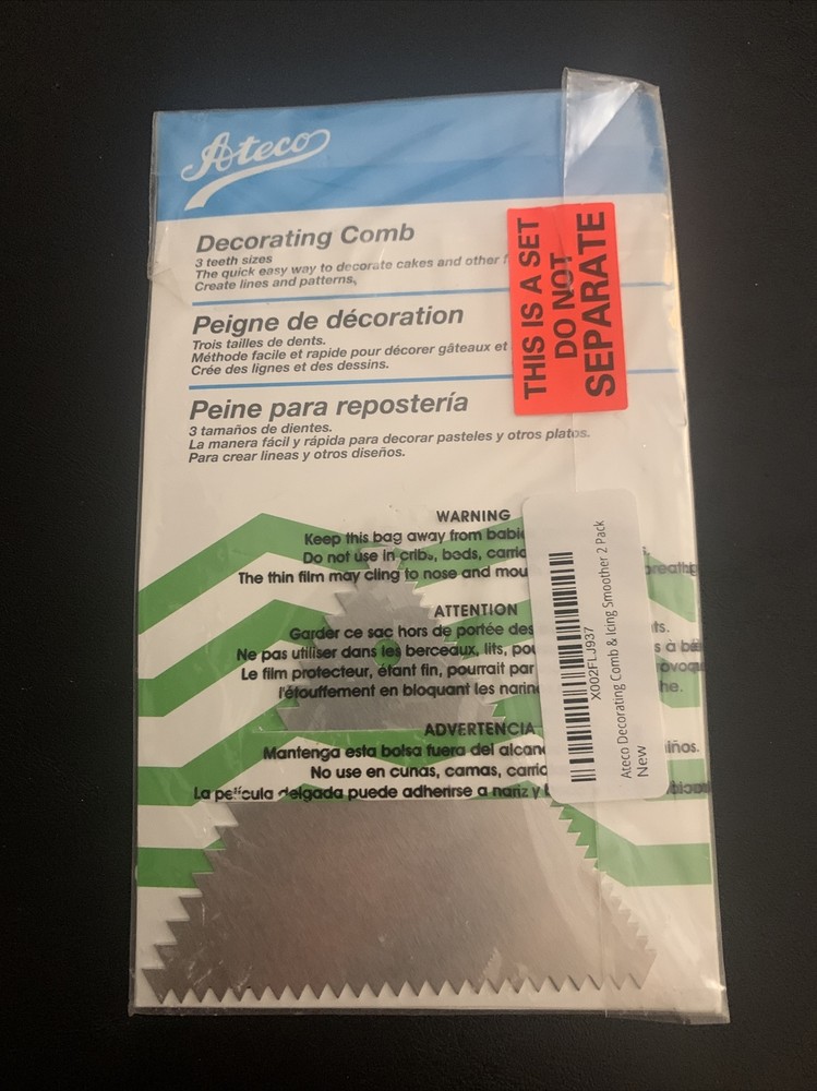 (2 pack) Ateco Decorating Comb, Aluminum, Triangle - 3 3/4
