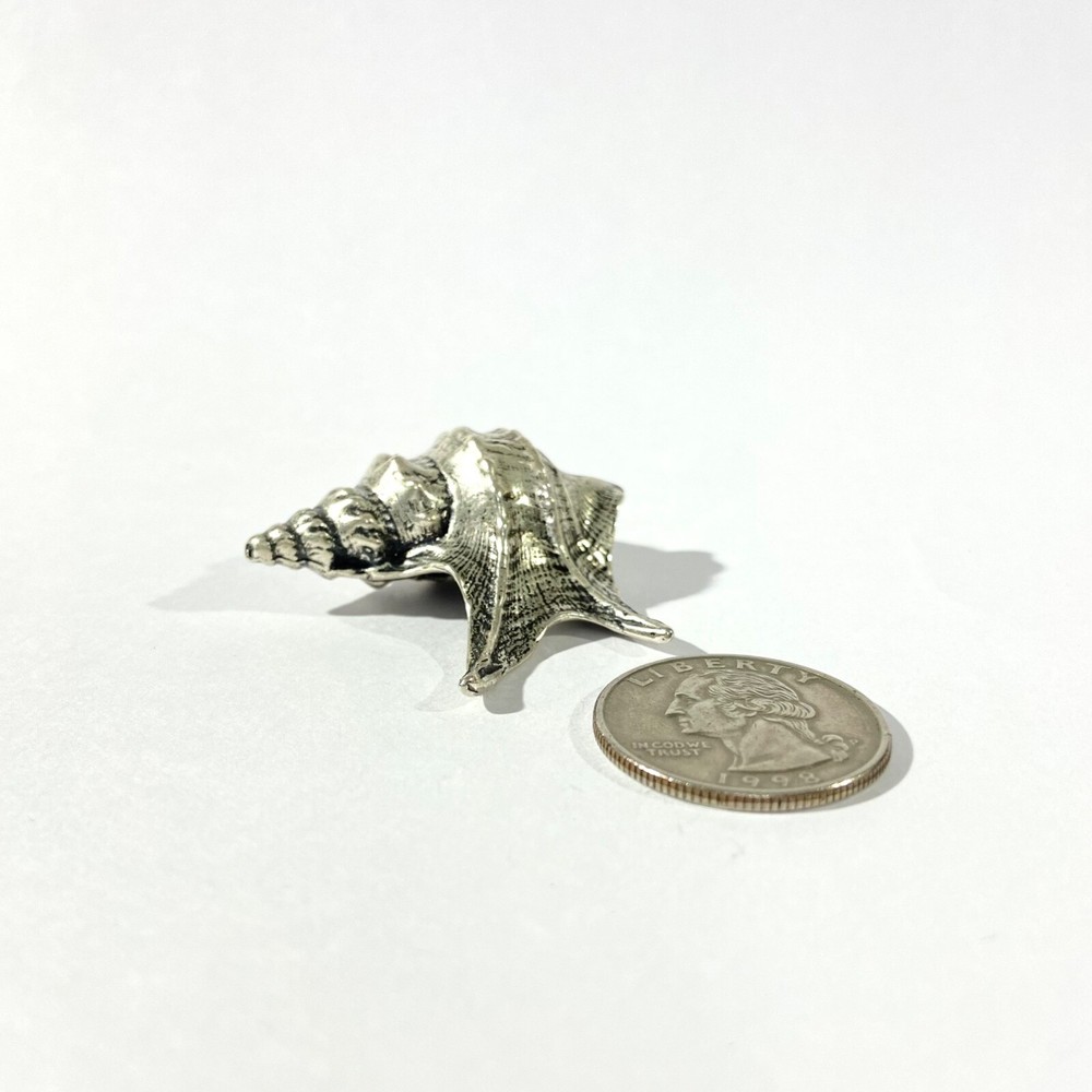 vintage solid silver shell miniature , hallmarked italian figurine