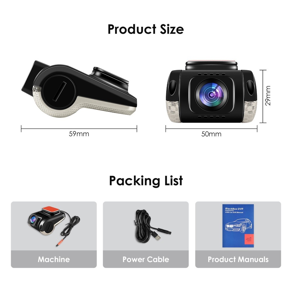 720P Car DVR Dash Cam G-Sensor Front and Inside Camera Video Recorder