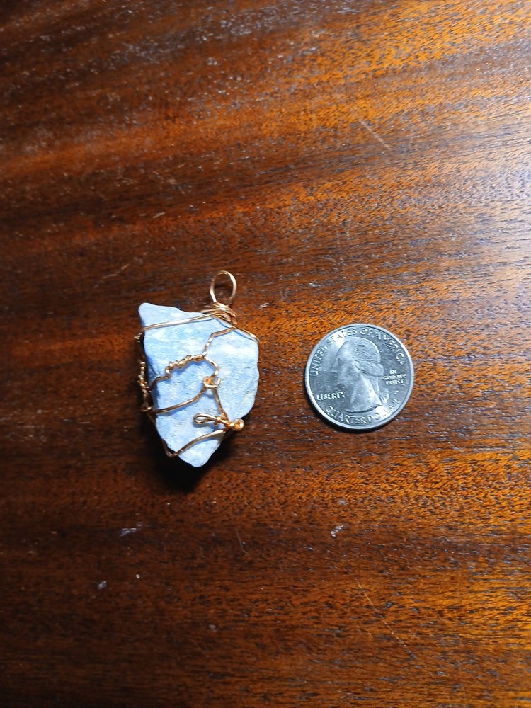 Copper Wire Wrapped rough Blue Calcite