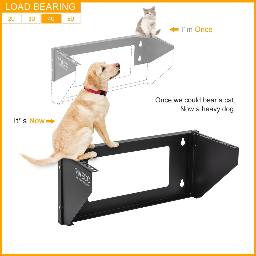 4U Wall Mount Rack for Network. Reinforced Heavy Load 66-99 LBS Small Server ...