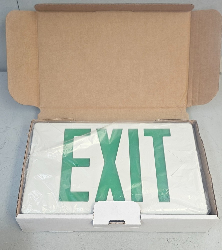 Exit Sign w/Green Lettering Double-Sided, XE2GW EEPL - 2 pack