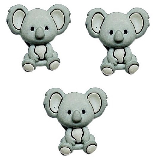 Koala Boy (3 pcs) - Animal Buttons - Shelly's Buttons - Craft Sewing Scrap