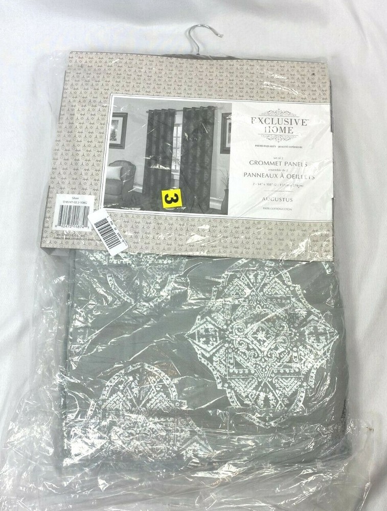 Exclusive Home Silver Agustus Grommet Panel Pair, 54"x108"