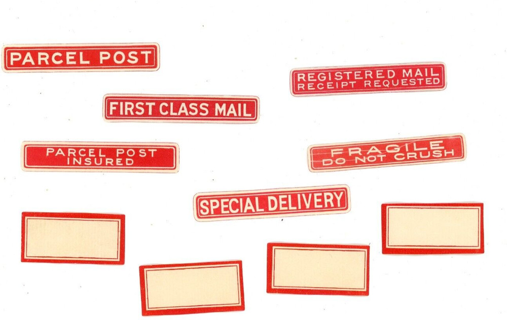 Mail Posting Embossed early Labels x10