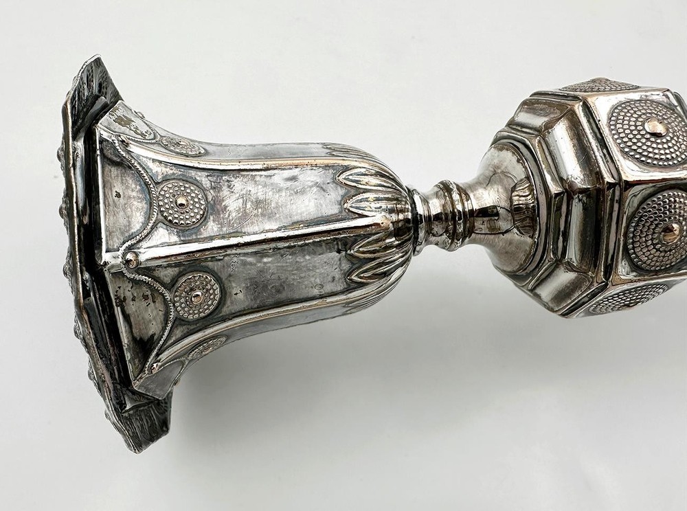 ANTIQUE GEORGE III OCTAGONAL CANDLESTICK OLD SHEFFIELD PLATE c1780