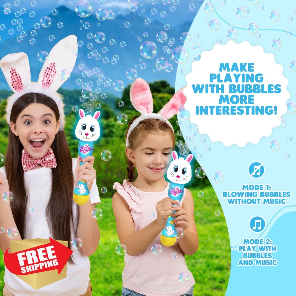 ArtCreativity 14" Easter Bunny Bubble Wand Light Up Automatic Bubble Maker Kids