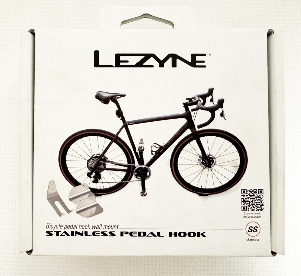 Lezyne STAINLESS PEDAL HOOK Compact Wall Mount Bicycle Hook