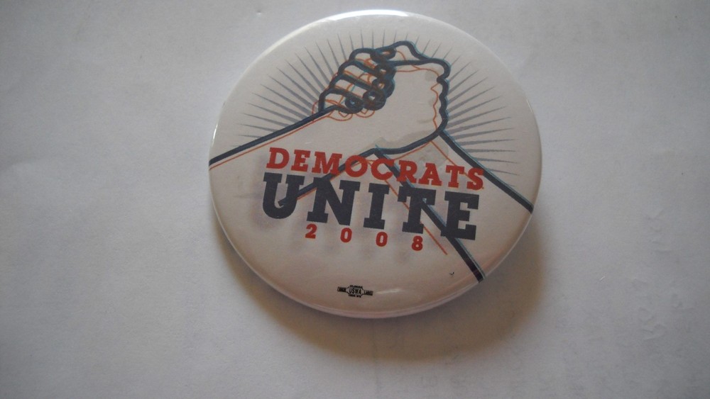 Democrats Unite 2008 political pin- 2" pin