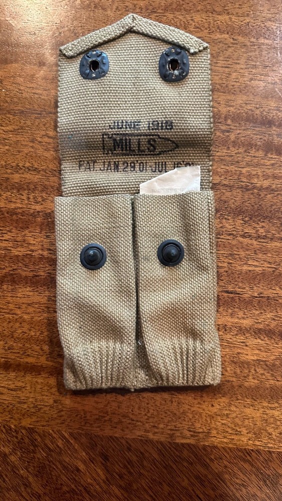 WWI MILLS 1918 DATED CLOTH 45 MAG POUCH MINT CONDITION