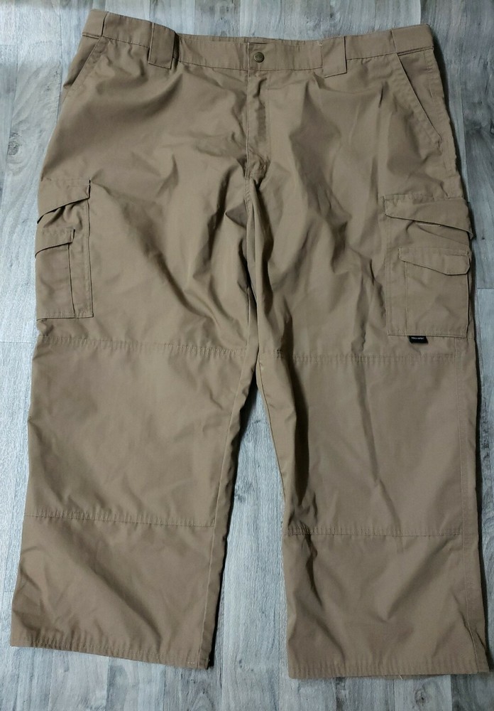 TRU-SPEC MENS BROWN TAN TACTICAL SHOOTING CARGO ADJUSTABLE PANTS SIZE 48
