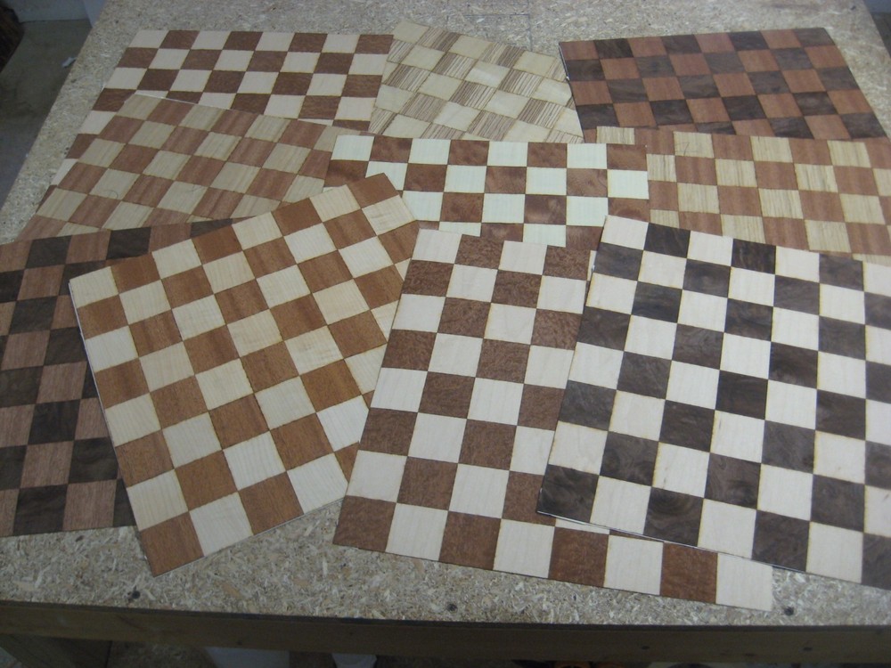 16" Chess / Checkerboard Veneers, Various Materials, VENEER WOODWORKING REQUIRED