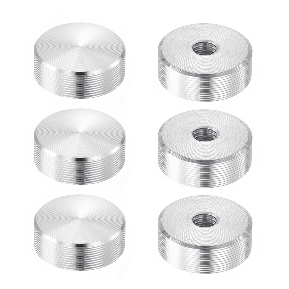M6 Thread 20mm Diameter Round Shape Aluminum Disc Hardware 6pcs, Silver