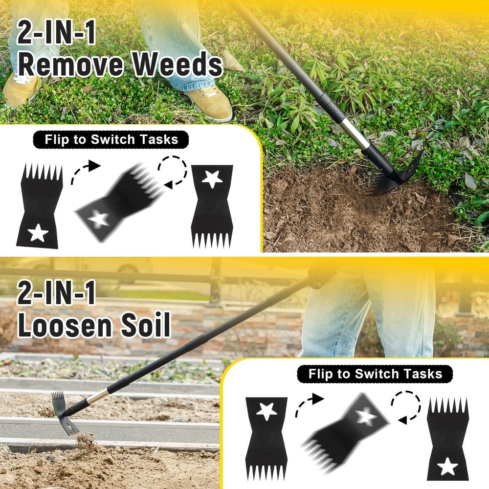Weed Puller Tool with Long Handle 68", 2-in-1 Manual Weeds Remover, Heavy Dut...