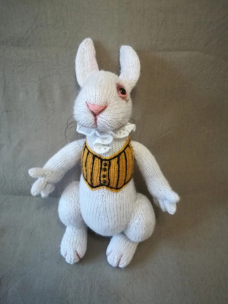 White Rabbit Knitting Pattern – Storybook Toy Doll, Printed Pattern