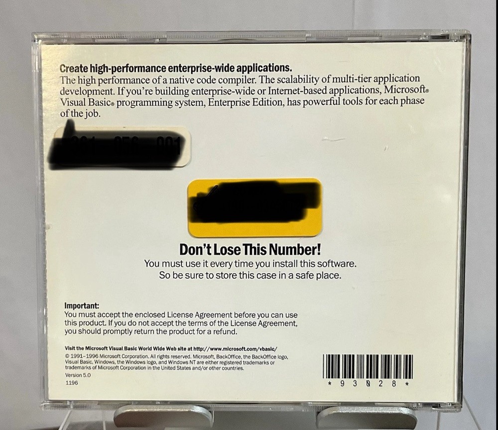 Microsoft Visual Basic 5.0 Enterprise Edition with CD Key ( Windows NT / 95 )