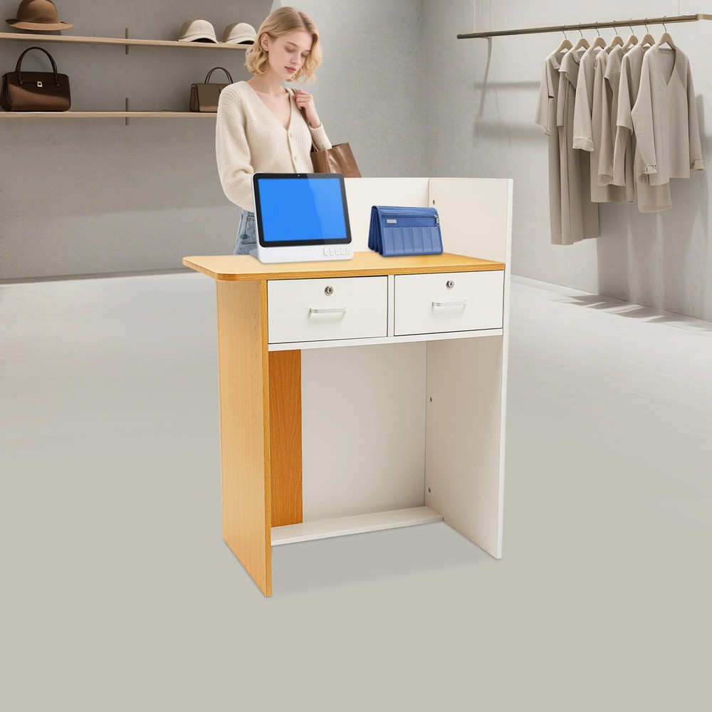 Modern Front Desk Reception Counter with LED Light for Salons, Retail Stores