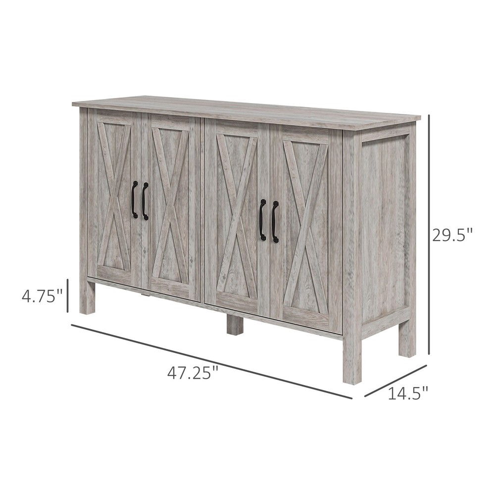 HOMCOM Buffet Sideboard, Coffee Bar Cabinet w/ Barn Doors, Adjustable Shelf