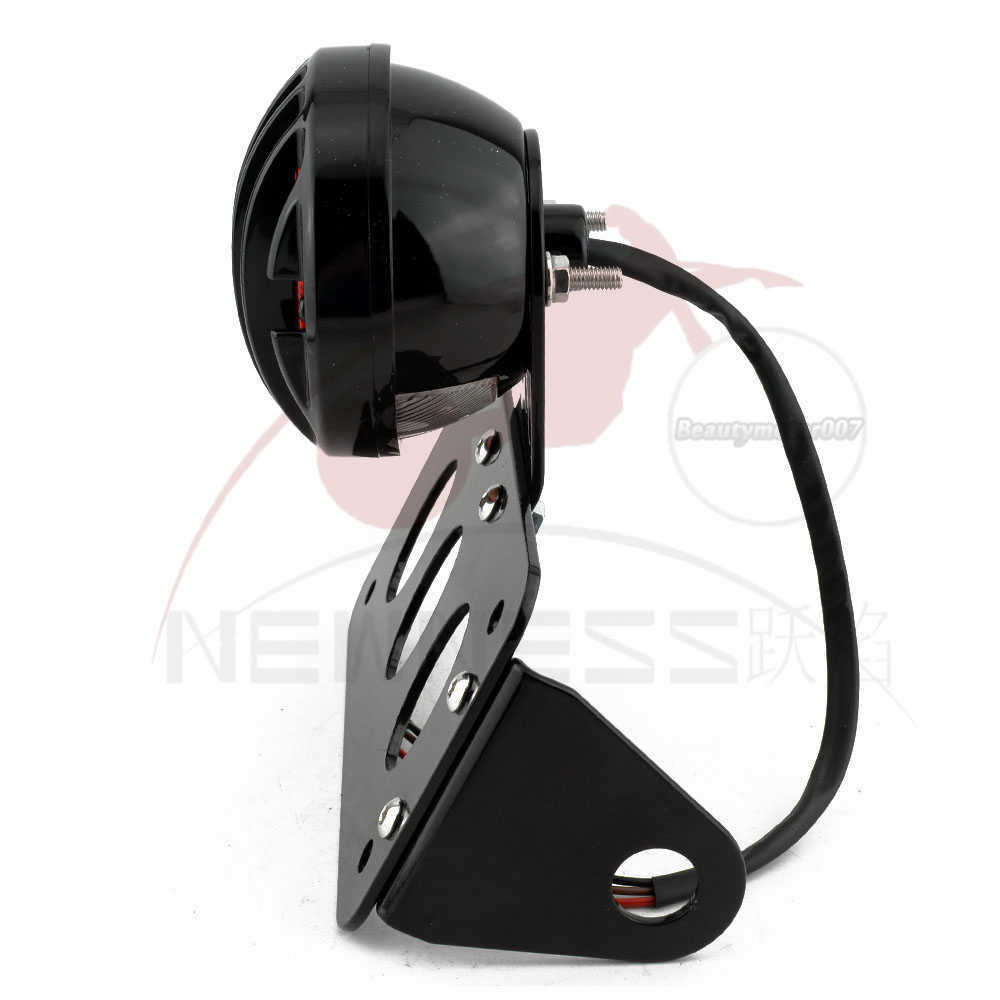 Black Side Mount Tag License Plate Holder Bracket Tail Light For Harley Softail