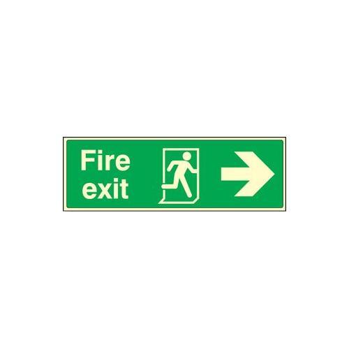RT06980 Fire Sign Exit Right Photoluminescent Rigid Plastic 32004L