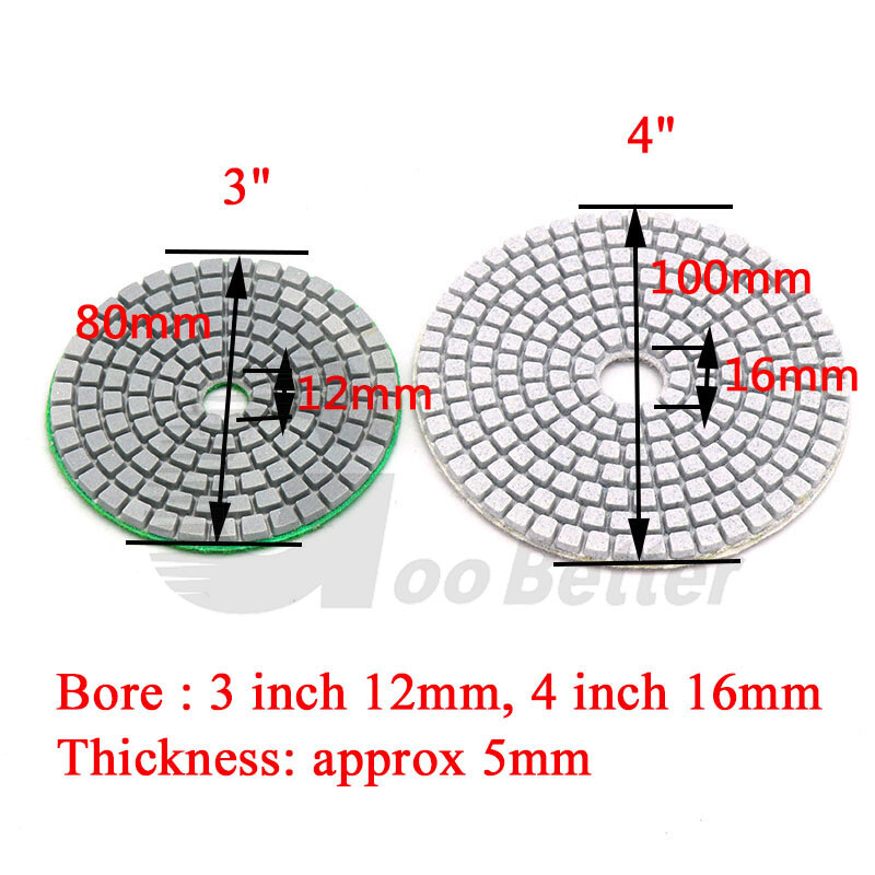 3" 4" Wet Diamond Polishing Pads Grinder Disc For Marble Stone Tile 80~2000#