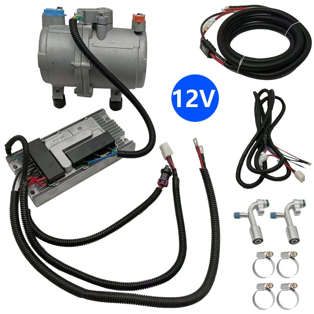 12V Electric Auto Air Conditioner Scroll Compressor A/C With Control Panel Kit