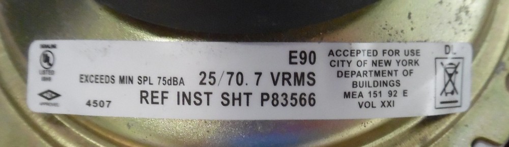 WHEELOCK E90 FIRE ALARM SPEAKER RED