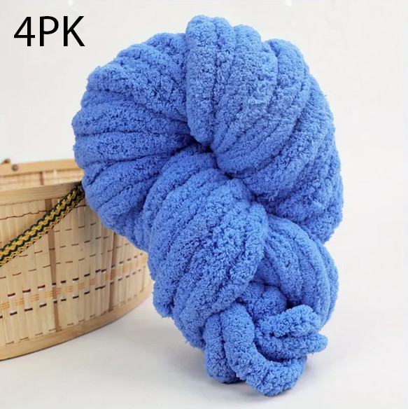 4 PACK - Periwinkle Chenille Chunky Yarn 95 ft 31.7 yd